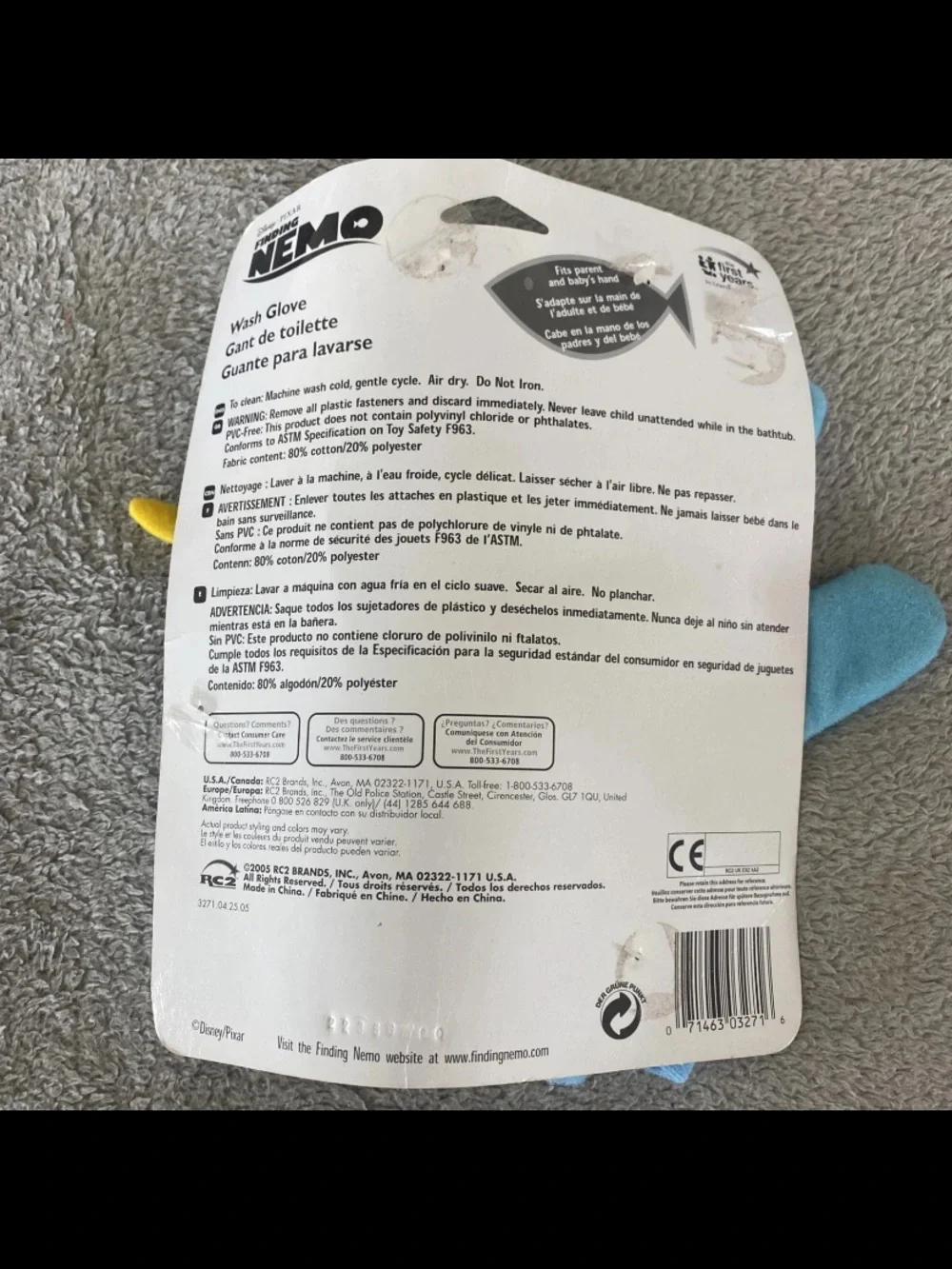 2005 Vintage Finding Nemo Bath Wash Glove The First Years